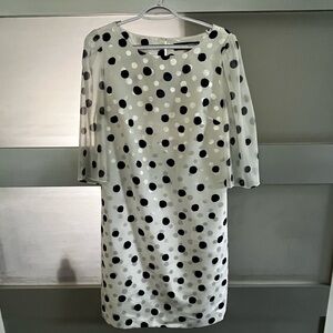Karl Lagerfeld Black and White Polka Dot Long Sleeve Dress